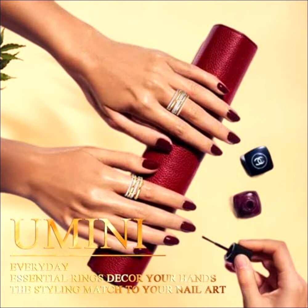 18k Gold Plated Stackable Ring Set, Size 8, Cubic… - image 7